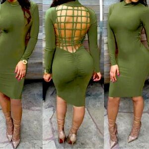 NWOT Olive Green Fitted Dress | Olive Juice